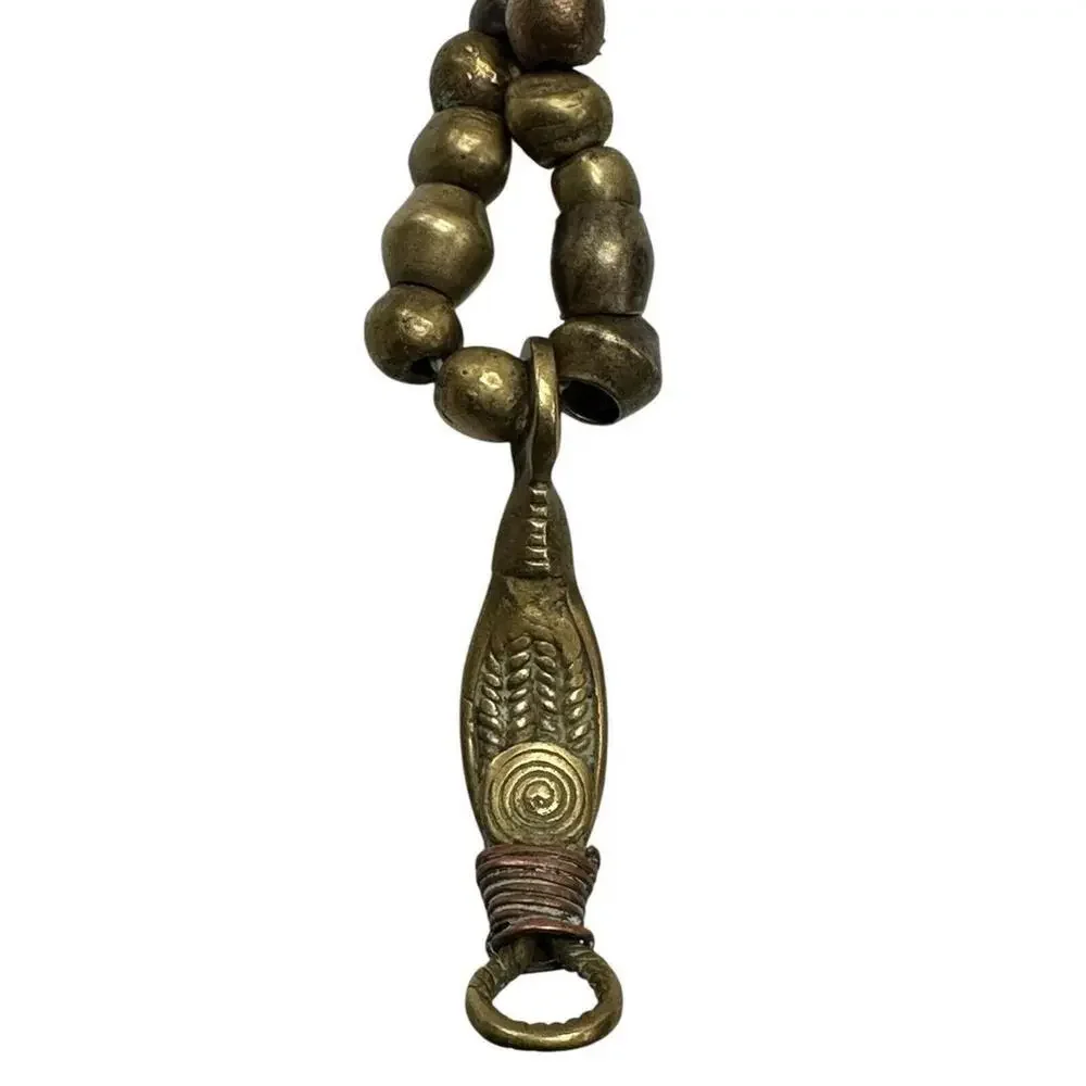 Vintage African Brass Lost-Wax Trade Necklace Corn Pendant